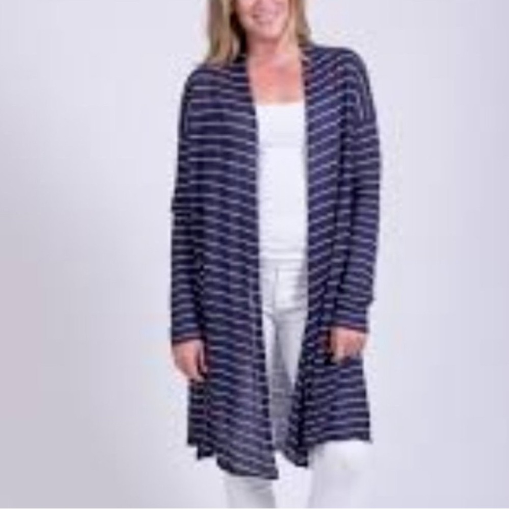 HIHO Virgin‎ Islands Resort Linen Duster Large LONG FLYAWAY CARDIGAN